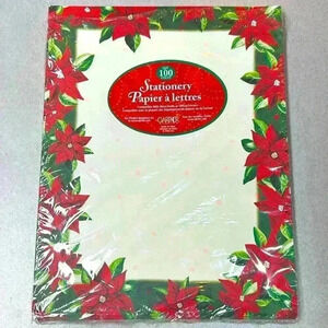 Vintage Christmas Stationary Paper Letter Cards Write Craft  Journal Poinsettia
